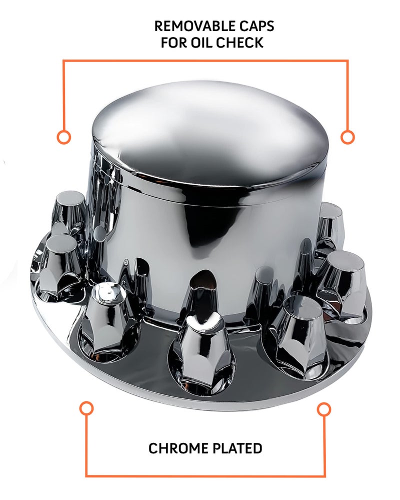 Torque طقم 4 من أغطية صمولة العجلات لمحور العجلات الخلفية 33 مم قابلة للتركيب على شاحنة نصفية (مطلية بالكروم من بلاستيك ABS) (تناسب عالمي) (TR584-TWC) - Image 3